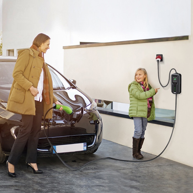 Мобільний зарядний пристрій для електромобілів Qoltec EV з регулюванням 2 в 1 Type 2 11 кВт 5 м (5901878524672) - зображення 10