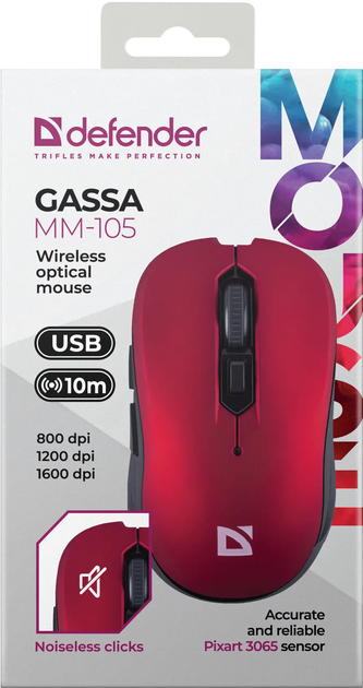 Мышь Defender Gassa MM-105 Wireless Red (4745090824438) - изображение 6