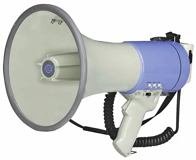Акумуляторний мегафон Power Megaphone ER 66 50 Вт рупорний гучномовець з сиреною записом голосу USB microSD AUX портативний ручний мегафон для заходів реклами охорони рятувальників поліції спортивних подій оповіщення на відстань до 1000 метрів - зображення 5