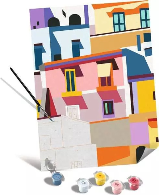 Malowanie po numerach Ravensburger CreArt Kolorowe domki 30 x 40 cm (4005556255276) - obraz 3