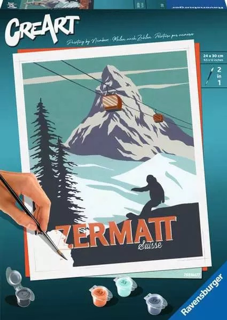 Malowanie po numerach Ravensburger CreArt Zermatt Szwajcaria 24 x 30 cm (4005556235001) - obraz 1