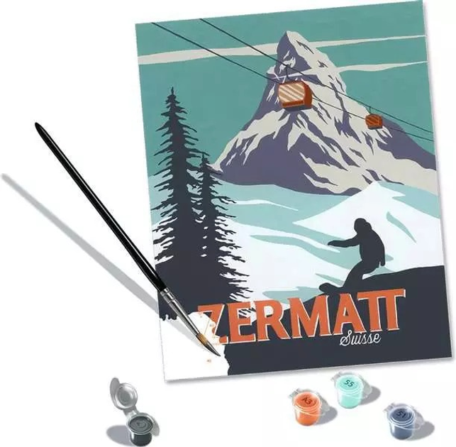 Malowanie po numerach Ravensburger CreArt Zermatt Szwajcaria 24 x 30 cm (4005556235001) - obraz 3