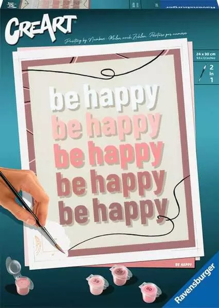 Malowanie po numerach Ravensburger CreArt Be Happy 24 x 30 cm (4005556235445) - obraz 1