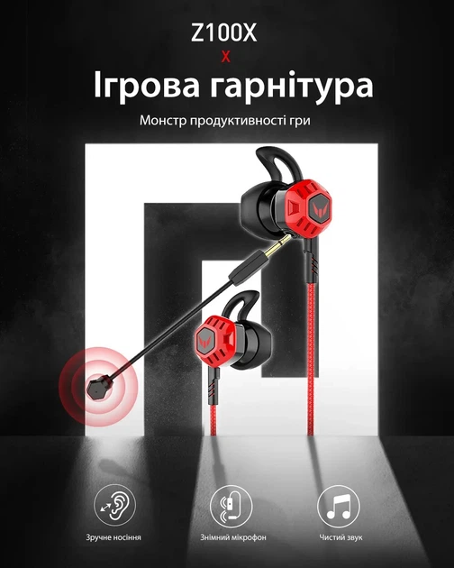 Проводные игровые наушники (1.2м) геймерская гарнитура со съёмным микрофоном для телефона ноутбука Langsdom G100X Red - изображение 2