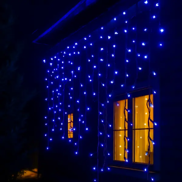 Уличная гирлянда бахрома 12 м 200 led черный провод Синий 12MBBL - изображение 2