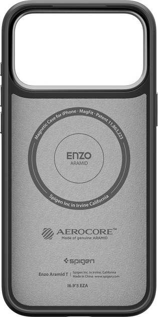Etui plecki Spigen Enzo Aramid "T" MagSafe do Apple iPhone 17 Pro Max Black/Silver (8800283310344) - obraz 4