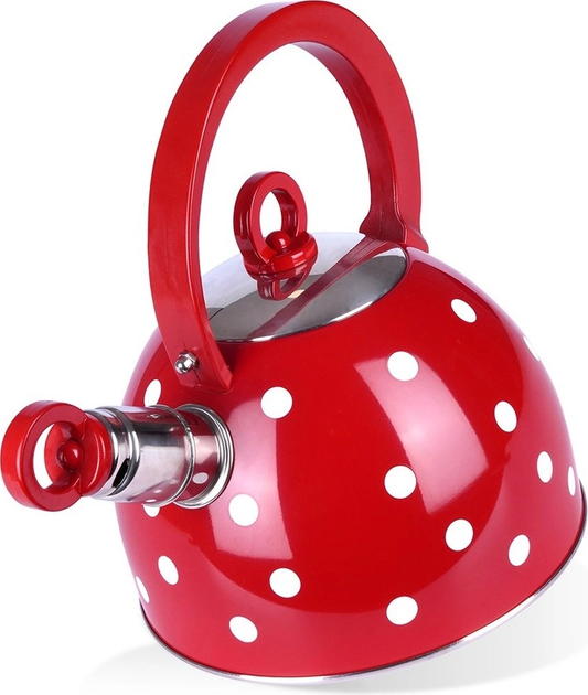 Czajnik Orion z gwizdkiem stalowy Czerwony w grochy 1.5 l (8592381131609) - obraz 14