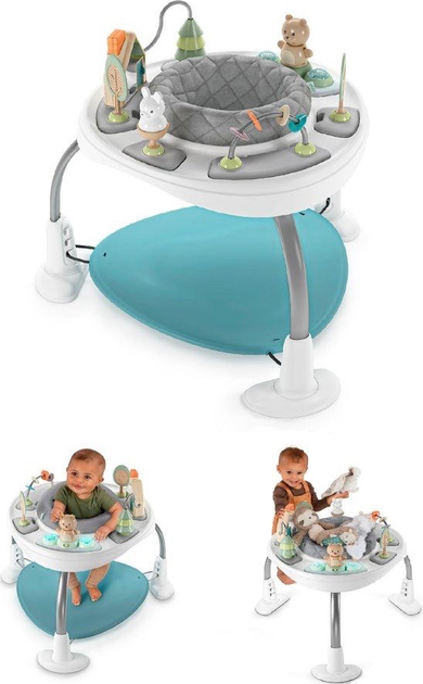 Interaktywny skoczek ze stolikiem Spring & Sprout First Forest  2w1, 6m+ do 11kg, 12417 (74451129030) - obraz 2