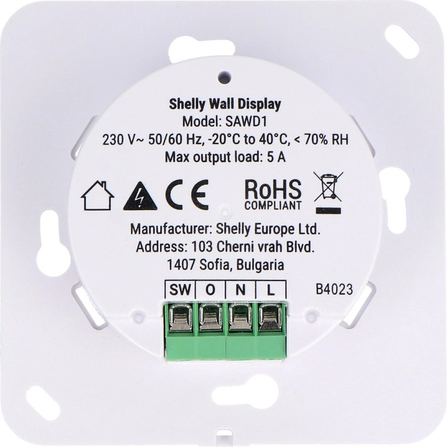 Inteligentny panel sterowania Shelly Wall Display z czujnikiem wilgotności i temperatury BLU H&T Biały (3800235264898) - obraz 6