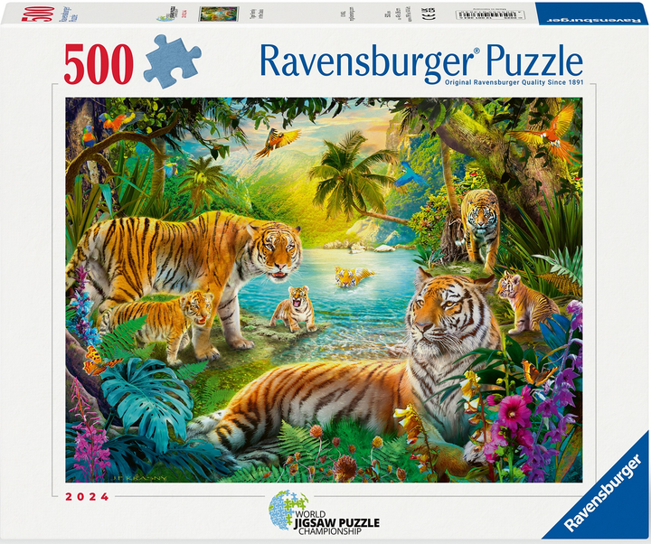 Пазл Ravensburger Сім'я тигрів 500 елементів 12001384 (4005555013846) - зображення 1