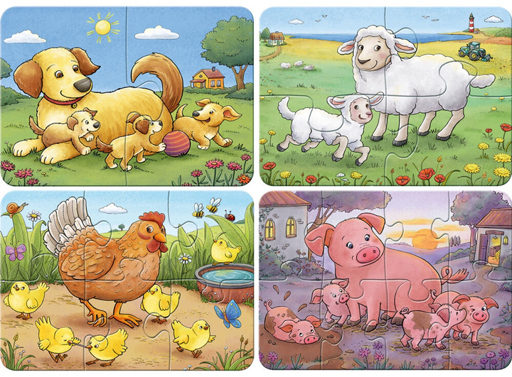 Набір пазлів Ravensburger Rodzina zwierząt 2 + 4 + 6 + 8 елементів 12004041 (4005555040415) - зображення 2