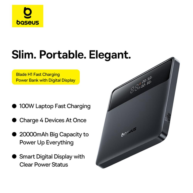 Powerbank  Baseus Blade H1 Lite 20000 mAh 100W Black (P10021604123-00) - obraz 11