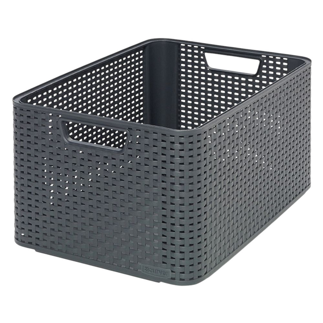 Kosz do przechowywania Curver Rattan Style L ciemnoszary 43.6 x 32.6 x 23 cm (3253923616019) - obraz 1