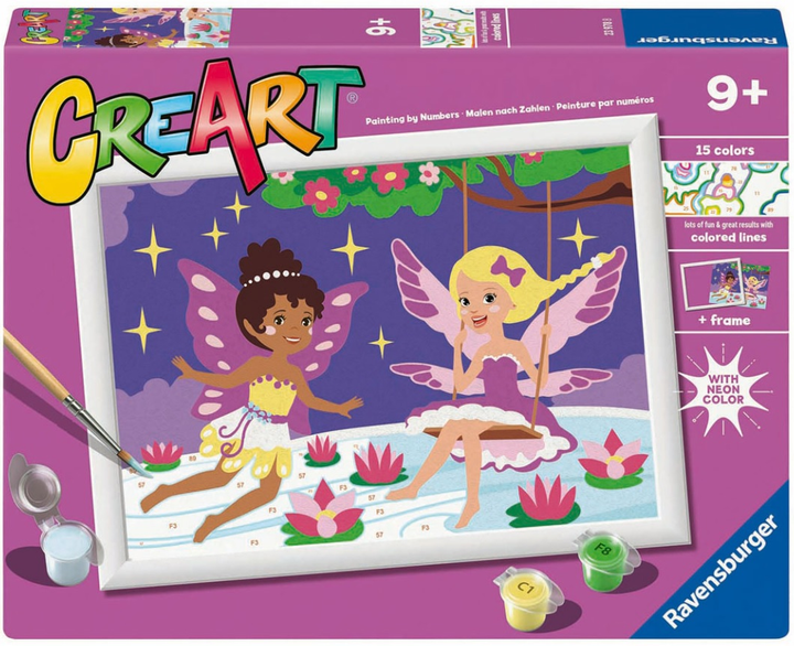 Malowanie po numerach Ravensburger Creart dla dzieci: Neon - Wróżki (4005556239788) - obraz 1