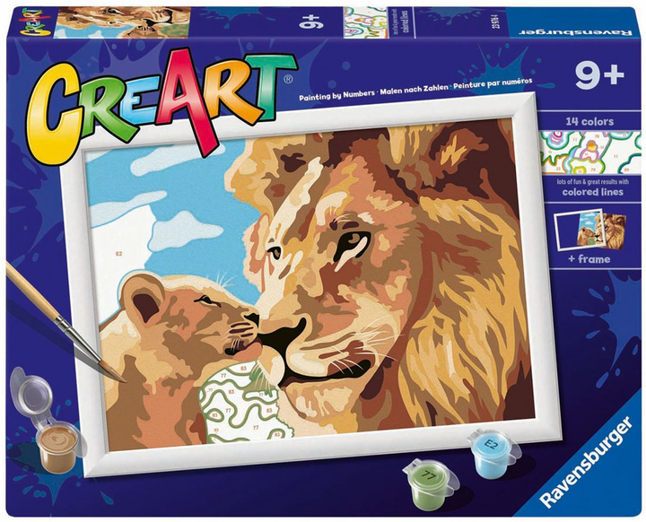 Malowanie po numerach Ravensburger Creart dla dzieci: Lew z małym (4005556239764) - obraz 2