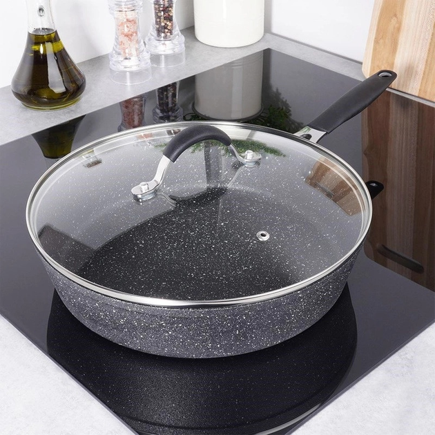 Patelnia Orion Stoner granitowa nieprzywierająca z pokrywką 28 cm (8592381121761) - obraz 3