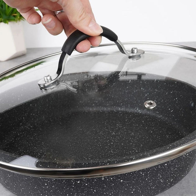 Patelnia Orion Stoner granitowa nieprzywierająca z pokrywką 28 cm (8592381121761) - obraz 8