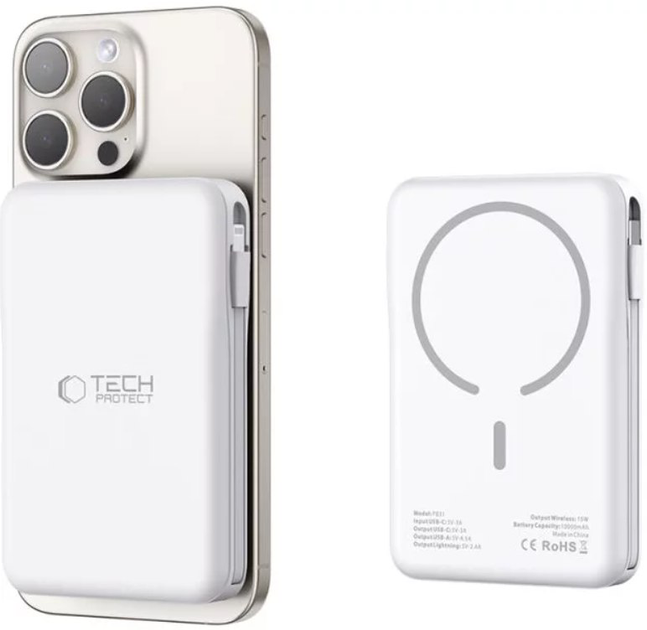 Powerbank Tech-Protect PB31 Lifemag 10000 mAh 15W White (5906302309276) - obraz 5