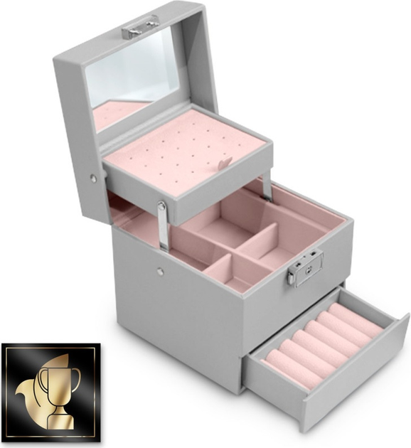 Скринька для біжутерії Massido MS-703 сіра 12.5 x 13 x 13 см (5903890610630) - зображення 4