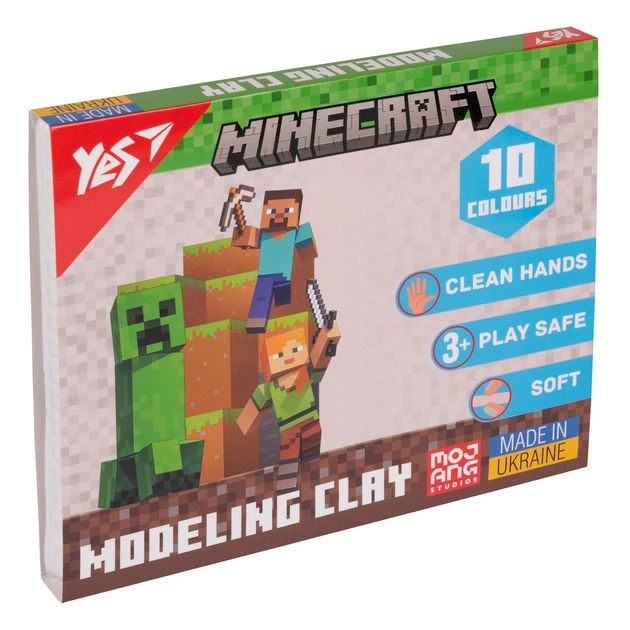 Пластилін Yes, 10 кол., 200г "Minecraft" - Фото 1 Пластилін Yes, 10 кол., 200г "Minecraft" - изображение 1