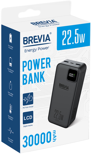 Powerbank Brevia 30000mAh 22.5W Black (45320PB) - obraz 7