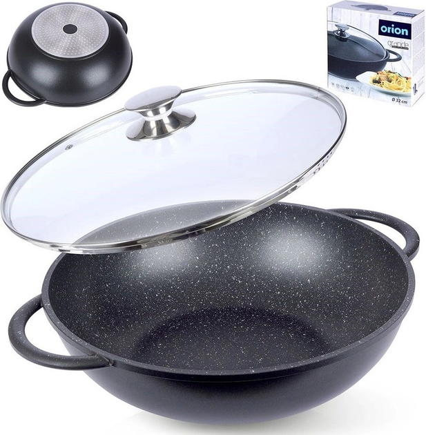 Patelnia Wok Orion Grande granitowa ze szklaną pokrywką 32 cm (8592381153151) - obraz 12