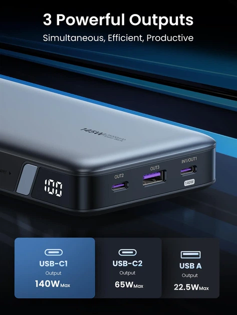 УМБ Ugreen 25000mAh 145W USB-C (UGR-90597A) – фото, отзывы