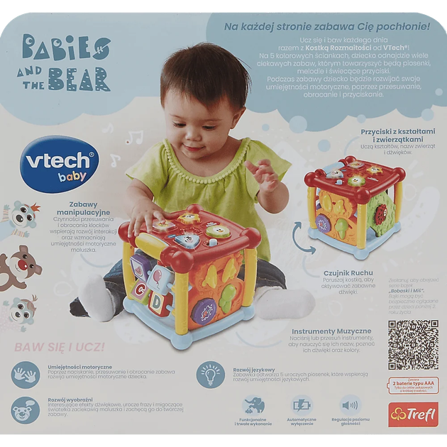 Zabawka interaktywna Vtech Kostka Rozmaitości, Bobaski i Miś (5900511619836) - obraz 3