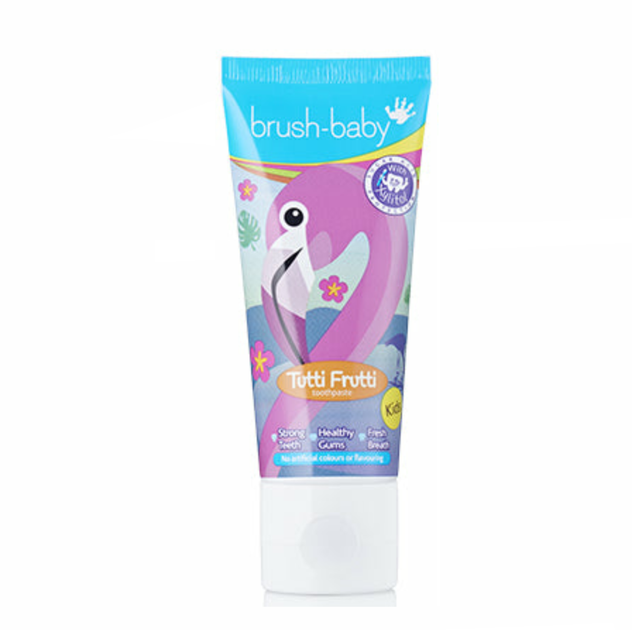 Зубна паста для дітей Brush-Baby Tutti Frutti Flamingos (3+) фламінго фтор 1350 ppm, 50мл - Фото 3 Зубна паста для дітей Brush-Baby Tutti Frutti Flamingos (3+) фламінго фтор 1350 ppm, 50мл - зображення 3