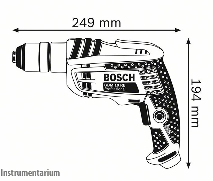 Профессиональная дрель электрическая безударная Bosch Professional GBM 10 RE : 600 Вт, 2600 об/мин, Нм SDRT_50601473600 - изображение 3