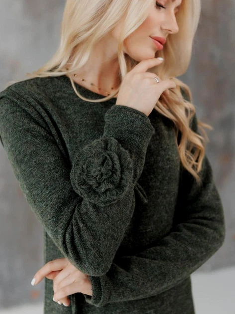 Платье миди вязаное осеннее женское ARTKNIT Николь М Темно-зеленое (2251948762019) - изображение 5