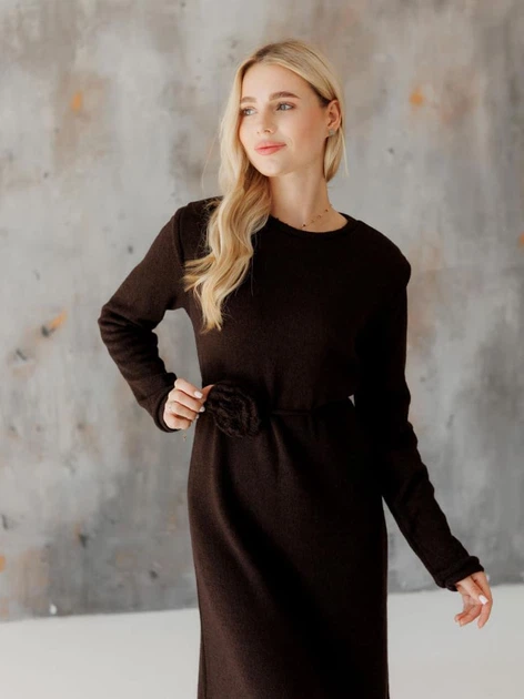 Платье длинное вязаное осеннее женское ARTKNIT Николь М Коричневое (2251948306015) - изображение 3