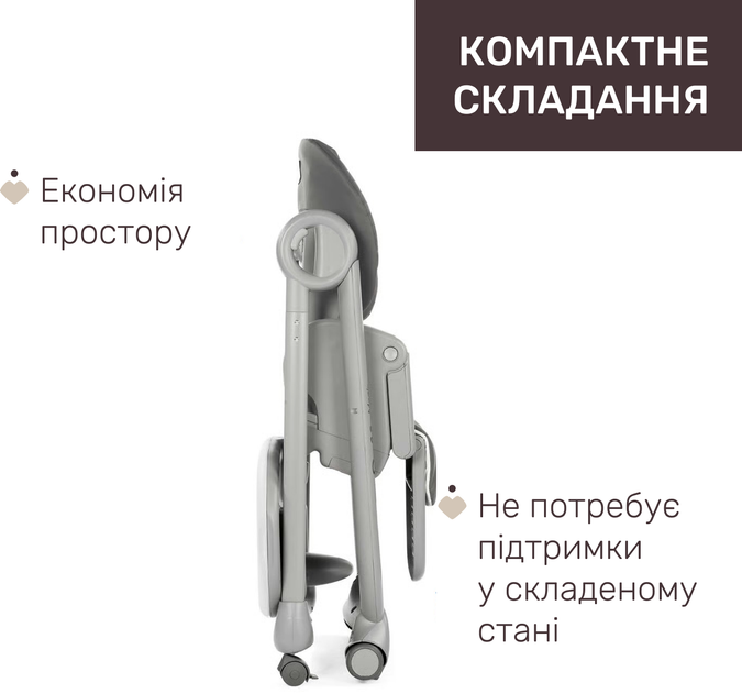 Стільчик для годування Chicco Polly Magic Сірий (87162.40.05) - Фото 5 Стільчик для годування Chicco Polly Magic Сірий (87162.40.05) - зображення 5