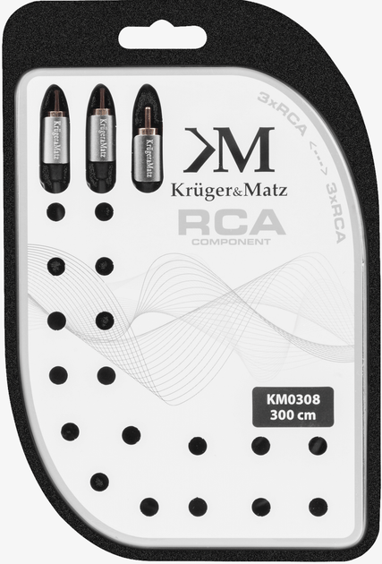 Кабель Kruger&Matz 3 x RCA-jack - 3 x RCA-jack M/M 3 м Black (5901436784746) - зображення 2