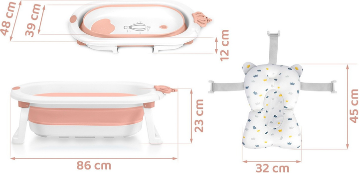 Wanienka składana Ricokids RK-286 z wkładką Biało-różowa (5903890629182) - obraz 3