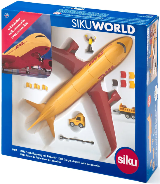 Іграшковий набір Siku World Транспортний літак DHL з аксесуарами (4006874017027) - зображення 1