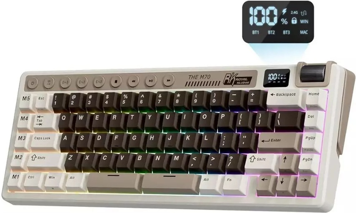 Клавіатура бездротова RK ROYAL KLUDGE M70 RGB Cream Switch Mocha Grey (RK-M70-MCHAGY-CRMSW-US) - зображення 2