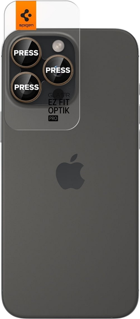 Захисне скло Spigen Glas.tR EZ Fit Optik Pro для Apple iPhone 16 Pro/16 Pro Max Desert Titanium 2 шт. (AGL08862) - зображення 6