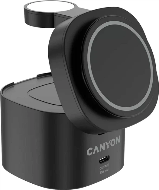 Бездротова зарядна підставка Canyon OnCharge 405 Black 4-в-1 (CNS-WCS405B) - зображення 3