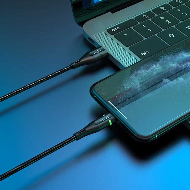 Data-кабель Hoco U93 Shadow lightning 2.4А 1.2м Чорний (Q/HKKJ 003-2017) - изображение 4