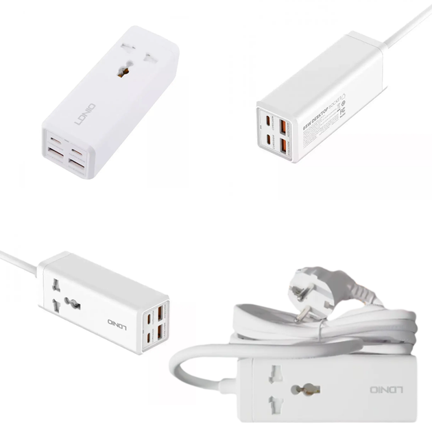 Сетевой Удлинитель LDNIO SC1418 Power Strip PD/QC 65W, White - Фото 6 Сетевой Удлинитель LDNIO SC1418 Power Strip PD/QC 65W, White - изображение 6