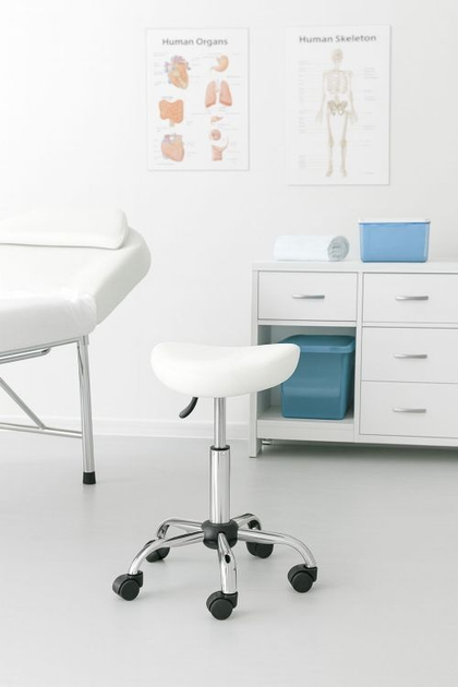 Стілець медичний обертовий ModernHome by Multistore BC004-W регульований Білий (5905817007370) - зображення 9