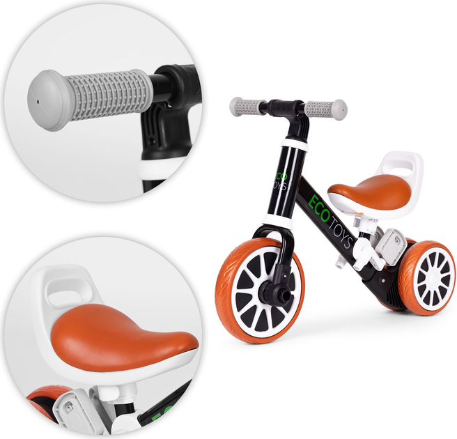 Rowerek biegowy EcoToys z pedałami 2w1 Czarny (5905817007097) - obraz 5