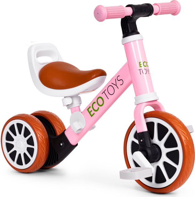 Rowerek biegowy EcoToys z pedałami 2w1 Różowy (5905817007080) - obraz 1