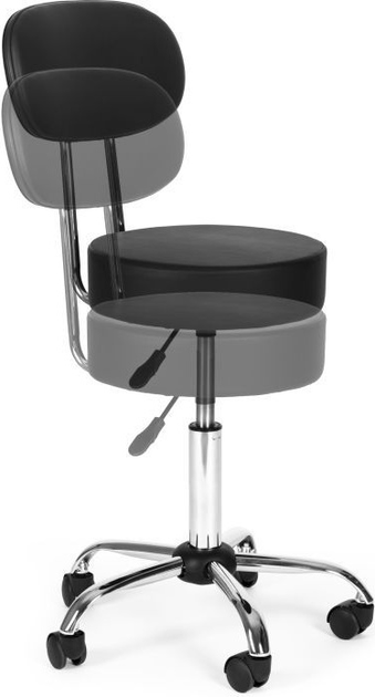 Stołek obrotowy medyczny ModernHome by Multistore BC009-BC z oparciem regulowany Czarny (5905817007516) - obraz 6