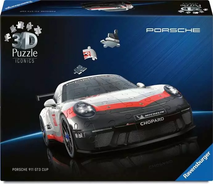 Пазл 3D Ravensburger Iconics Porsche 911 GT3 Cup 108 елементів 12008039 (4005555080398) - зображення 1