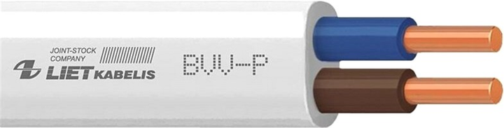 Kabel Lietkabelis BVV-P 2 x 1.5 100 m Biały (4779016540676) - obraz 1