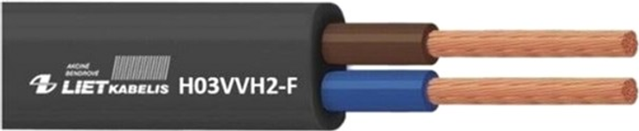Kabel Lietkabelis H03VVH2-F 2 x 0.5 50 m Czarny (4779016544957) - obraz 1