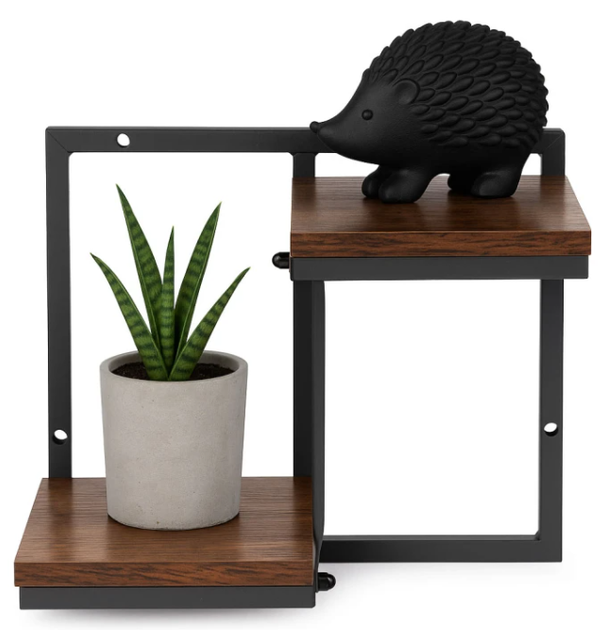 Kwietnik ścienny ModernHome by Multistore ME-ATS04 dwupoziomowe półki wiszące ozdoby Loft (5905817007608) - obraz 5