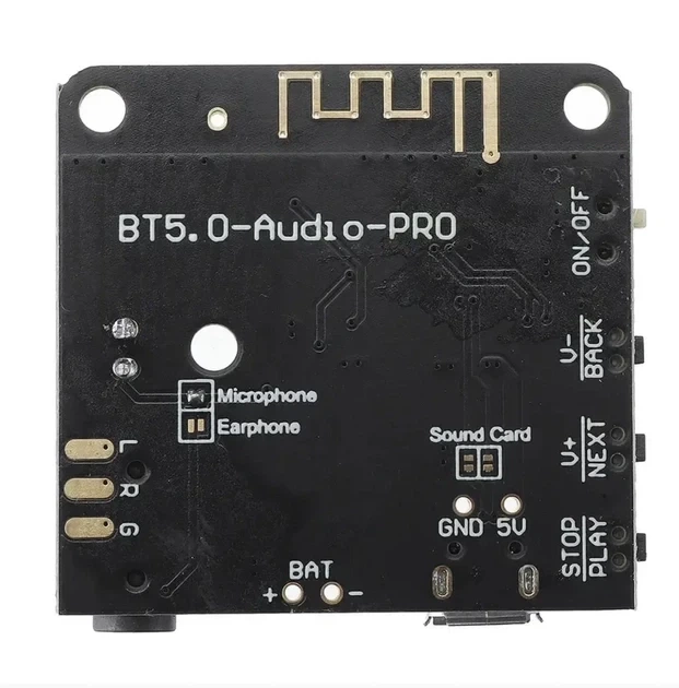 Стерео аудио модуль 3,7-5В, 90 Дб, Bluetooth 5.0 до 15м, гнездо AUX - изображение 3